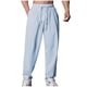 thumbnail image 2 of Pantalones largos para hombre, color liso, informales, a la moda, con cintura elástica, holgados, de poliéster, 2 of 7