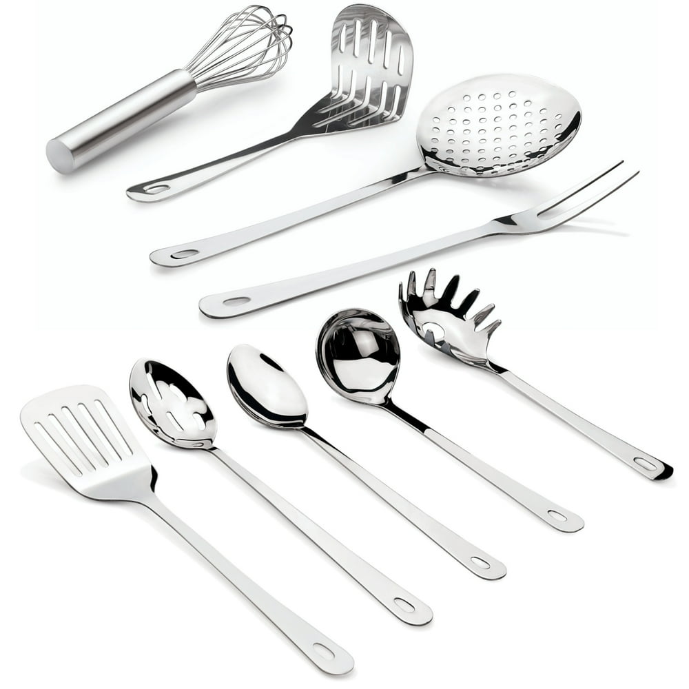 Complete 9 Piece Stainless Steel Cooking & Serving Set Slotted Turner