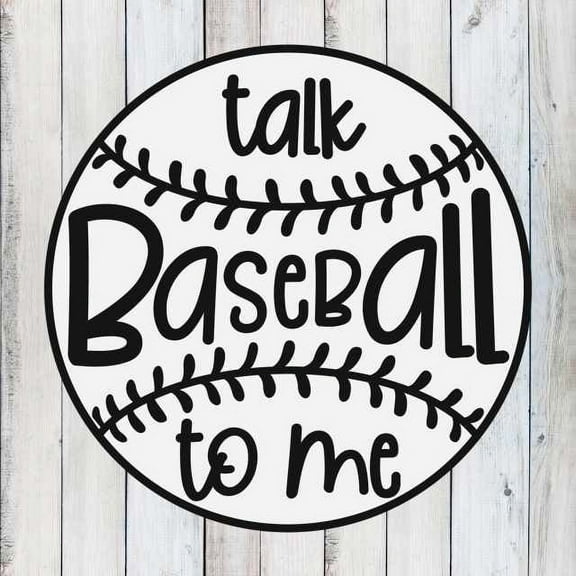 Talk Baseball to me Rustic Farmhouse Style White Wood Sign Wall Décor Gift 8 x 8 Wood Sign B3-08080001049