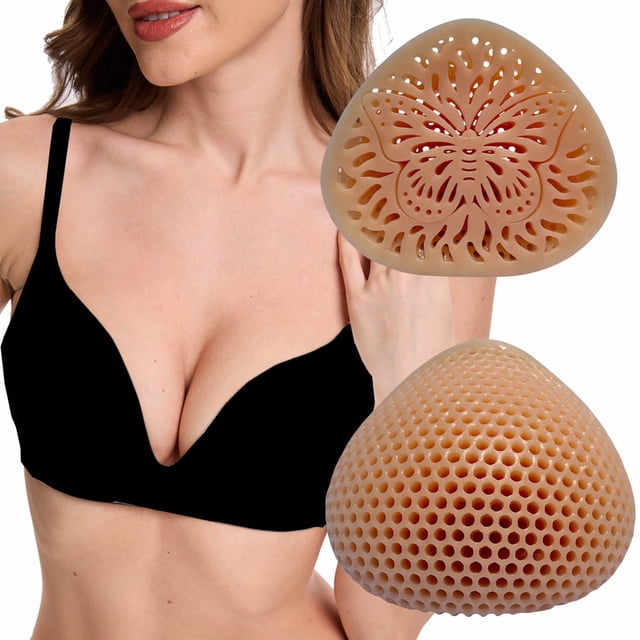BIMEI Inserts de Soutien-Gorge en Silicone Papillon Rehausseurs de Poitrine, Formes Mammaires en Gel Triangle, Imperméables Réutilisables Respirants, Rehausseurs de Rembourrage pour Bikini Maillot de Bain, 1 Paire, Beige, #6