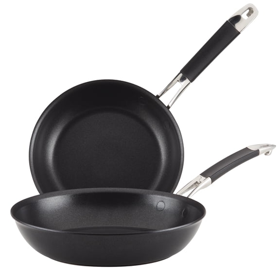 Anolon SmartStack Hard Anodized Nonstick Frying Pan Set, 2 Piece, Black