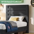 thumbnail image 3 of Papajet Farmhouse Twin Bed Frame with 49" Fluted Headboard, Platform Bed with Natural Wood Grain Finish, Noise Free, No Box Spring Needed, Black, 3 of 9