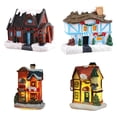 thumbnail image 1 of 4pcs Navidad de nieve Casa LED Light Village Set Decoración de de Navidad Macarena Casa de miniaturas de resina, 1 of 8