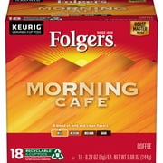 Folgers Morning Cafe Coffee, Mild Roast, K-Cup Pods for Keurig K-Cup Brewers, 18-Count