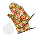 thumbnail image 2 of ZNDUO Oven Mitts and Pot Holders Sets, Christmas Checker Elements Art Pattern Non-Slip Cooking Oven Gloves, 2 of 8