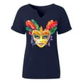 thumbnail image 4 of Craaazy Mardi Gras Shirts for Women Short Sleeve Casual Carnival Printed V-neck T-shirts Gifts, 4 of 6