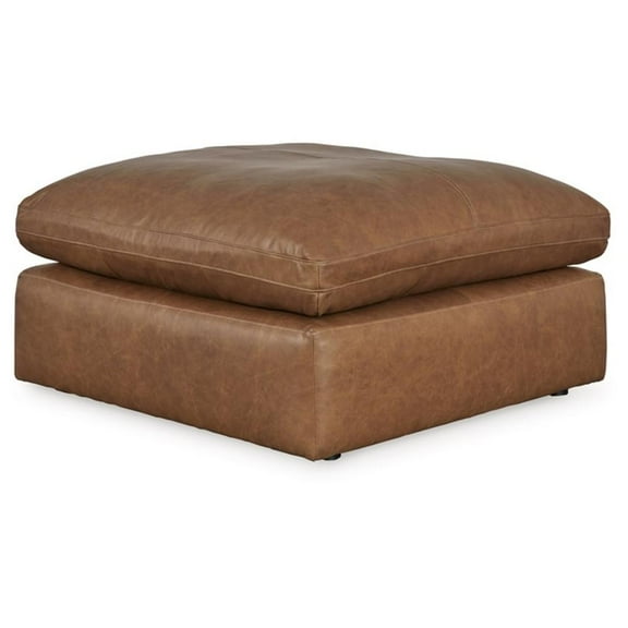 Bowery Hill Corner-blocked Frame Caramel Oversized Accent Ottoman