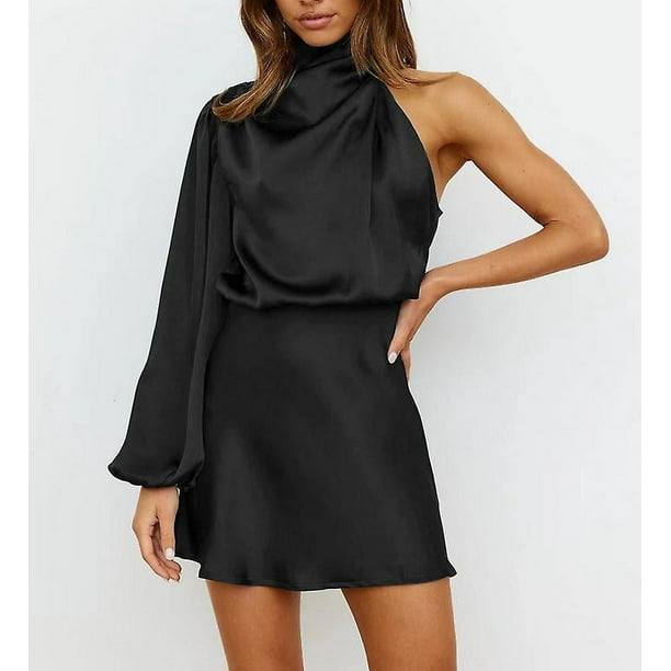 High neck one shoulder dress discount