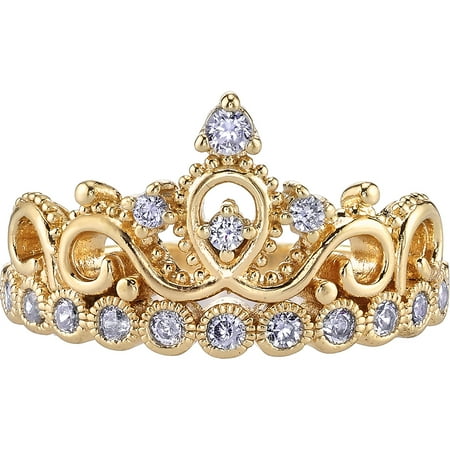 14K Yellow Gold Cubic Zirconia Crown Ring (April) (7)
