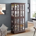 thumbnail image 2 of Jopath Display Cabinet with Glass Doors, Antique Display Cabinet with Adjustable Shelves Four Door Design Storage Cabinet for Home and Office Bulb Included Cherry, 2 of 9