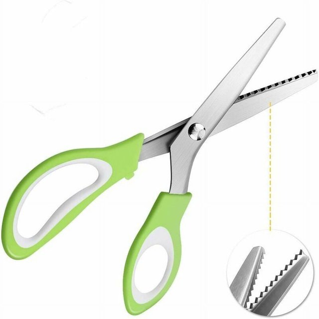 Tijeras dentadas profesionales para manualidades en tela, hoja afilada y duradera de acero inoxidable resistente, agarre cómodo, fácil de usar para confección de vestidos, tijeras de costura en