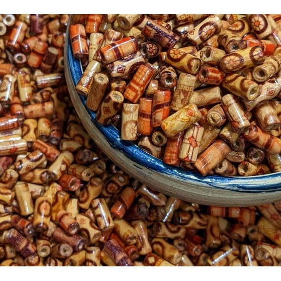 Wood Beads For Crafts, Large Brown Wooden Beads With Holes For Hair Macrame, Craft DIY Jewelry Supplies, Gift For Beader, Tube, 5x11mm, 200 pcs