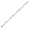 thumbnail image 2 of Gem Stone King 925 Sterling Silver Green Nano Emerald and Persian Blue Moissanite and White Lab Grown Diamond Bracelet for Women (2.44 Cttw, Gemstone May Birthstone, Round 4MM, 7.5 inch), 2 of 6
