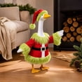thumbnail image 2 of Christmas Porch Goose Outfit Red Tunic with Green Fluffy Trim and Matching Santa Hat Cute Holiday Decor for 23 Inch Front Porch Lawn Statue, 2 of 6