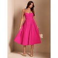 thumbnail image 5 of Hot Pink Spaghetti Strap Fit & Flare Midi Dress For Party, Evening Or Elegant Casual Wear, 5 of 7