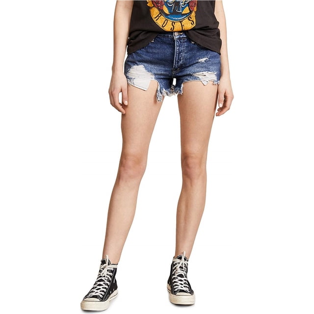 Free People Womens Loving Good Vibrations Shorts de mezclilla informales, azul, 25