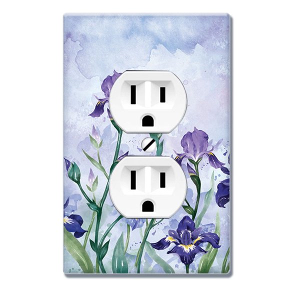 WIRESTER 1-Gang Duplex Wall Plate/Switch Plate Cover, Irises Flowers