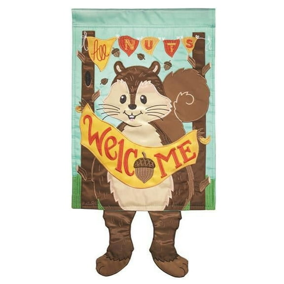 Magnolia Gardens M011264 13 x 18 in. Squirrel All Nuts Applique Garden Flag