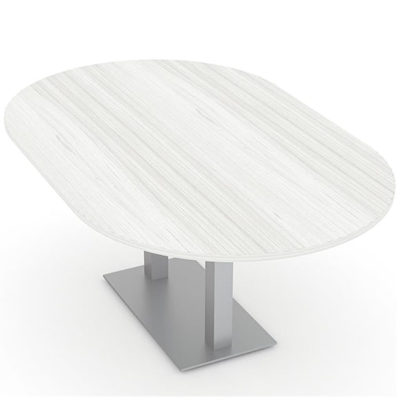 6 Person Racetrack Conference Tables w/ Rectangle Metal Base 6' White Cypress
