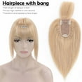 thumbnail image 3 of Benehair 100% Real Remy Human Hair Extensions Clip In Hairpiece Topper with Bang Toupee Women Hair Loss Silk Base Seamless 6"-18" Blonde Hair, 3 of 9