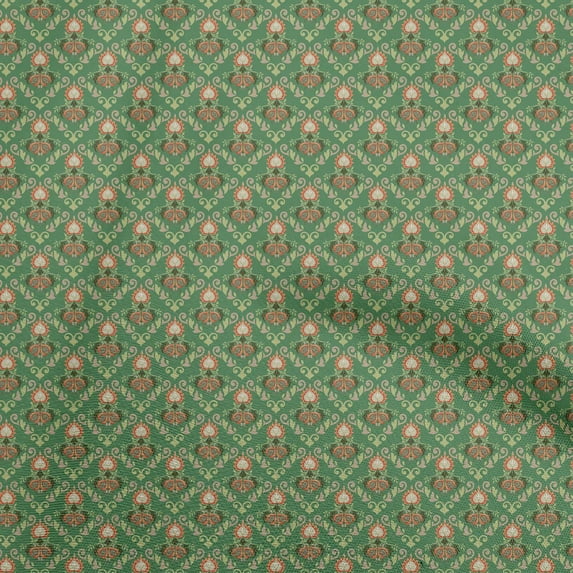 oneOone Viscose Jersey Green Fabric Asian Suzani Diy Clothing Quilting Fabric Print Fabric By Yard 60 Inch Wide
