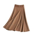 thumbnail image 3 of JTieacloth Casual Pleated Skirt Flowy Midi Length A Line Design Versatile Everyday Wear Soft Comfortable Stretch Waistband Lightweight Fabric For Easy Movement And Style,Women's Skirts(Brown), 3 of 3