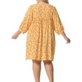 thumbnail image 3 of Plus Size Summer Dress for Womens Drawstring V Neck Babydoll Midi Flowy Dresses Sundress 1X Orange, 3 of 6