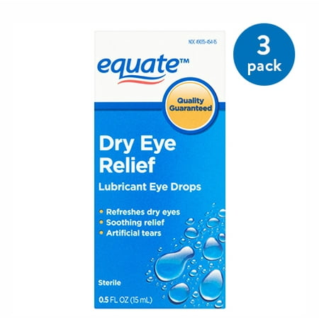 (3 Pack) Equate Dry Eye Relief Lubricant Eye Drops, 0.5