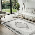 thumbnail image 4 of Grey Framed Area Rugs for Living Room Washable Rugs Boho Moroccan Area Rug Soft Neutral Geometric Bohemian Carpet Distressed Indoor Rug for Bedroom Dining Room Office Foldable Nonslip Rug, 4 of 9