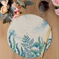 thumbnail image 3 of Turquoise Jellyfish Coastal Round 15 Inch Placemats Set of 6, Summer Ocean Seaweed Rustic HeatResistant Non Slip Place Mats for Dining Table, Wipeable Braided Kitchen Table Mats for Housewarming, 3 of 9