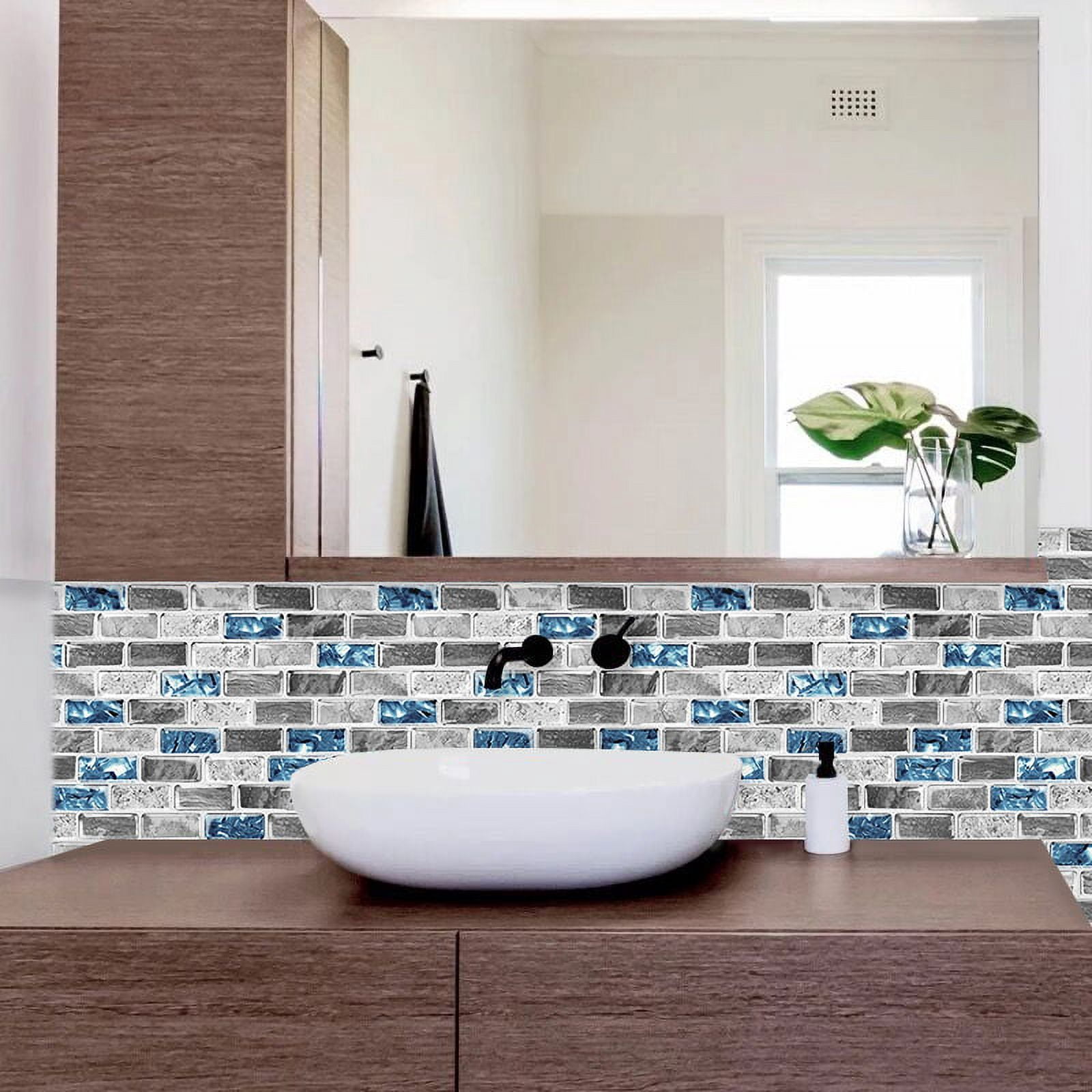 clevermosaics 12" x 12" Peel and Stick Vinyl Backsplash Tiles for Kitchen and Bathroom, 10 Sheets