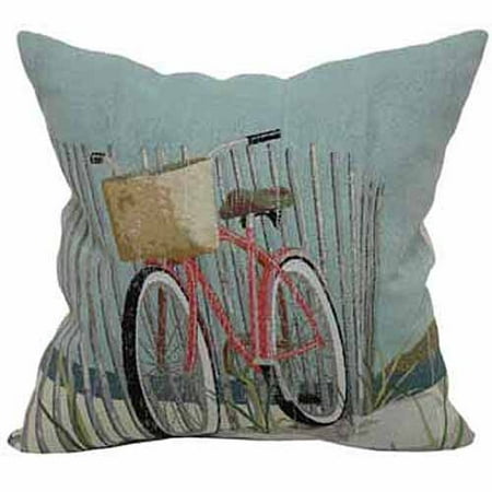 Better Homes and Gardens Beach Bicycle Decorative Toss Pillow 18" x 18
