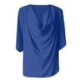 thumbnail image 3 of DuoJiaJ Women's Solid Color Chiffon Blouse Loose V Neck Casual Pullover Tee Top Women’s Casual Tops Blue, 3 of 3