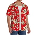 thumbnail image 4 of Wukai Lilies Flowers Men's Casual Short-Sleeve Button Down Shirt - Lightweight Summer Dress Shirt for Daily Wear-Small, 4 of 7