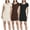 Set 1, variant on 3 Pack: Women's Mini Short Sleeve Ribbed Scoop Neck Casual T-Shirt Bodycon Dress