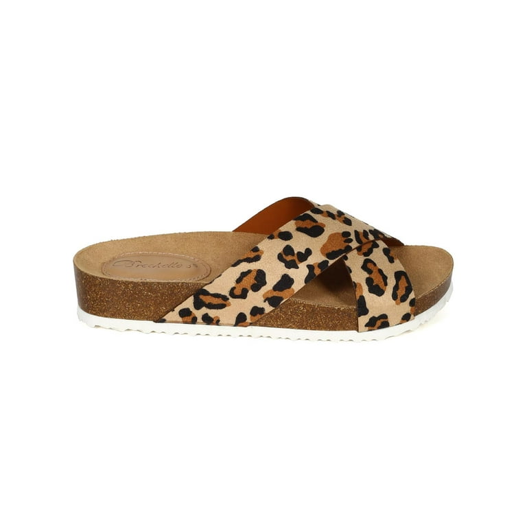 Criss cross leopard sandals sale