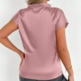 thumbnail image 4 of FRSASU Womens Bat Sleeve Tunic Tops Solid Color Round Neck Bowknot Loose Fit Short Sleeve Summer Shirts Pink L(L), 4 of 6