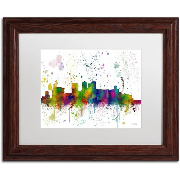 Trademark Fine Art "Birmingham Alabama Skyline Mclr-1" Canvas Art by Marlene Watson, White Matte, Wood Frame