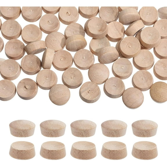 100 PCS Wood Plugs Cone Wood Cork Stopper Screw Hole Plugs for Locking Holes in Furniture Wood Button Plugs DIY