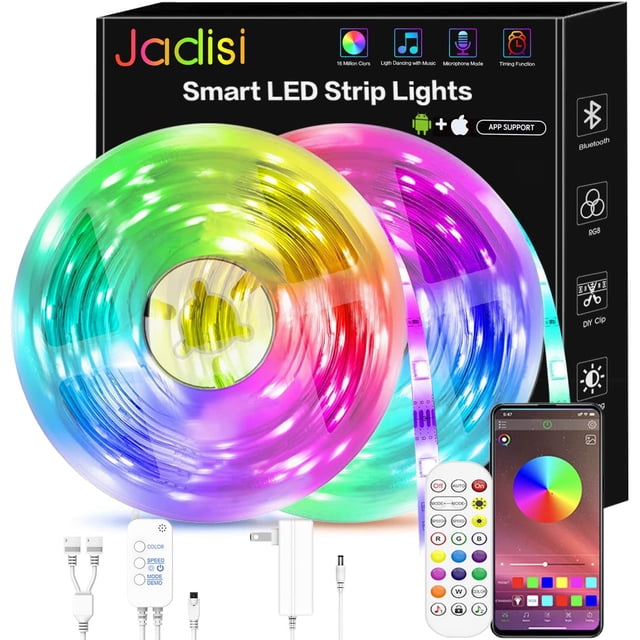 50Ft Led Strip Lights Music Sync Rgb Lights Strip Color Changing With Bluetooth Remote Control D Lights For Bedroom (50Ft)