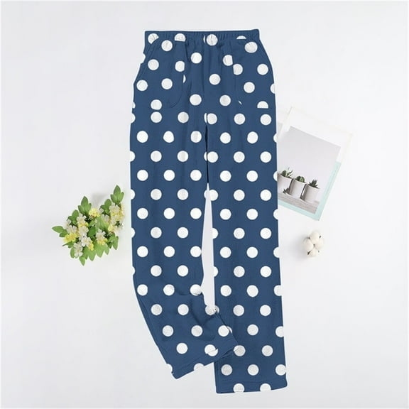 Hrsba Women's Printed Flannel Pajama Pants,Thickened Sleep Bottoms Elastic Waist Warm