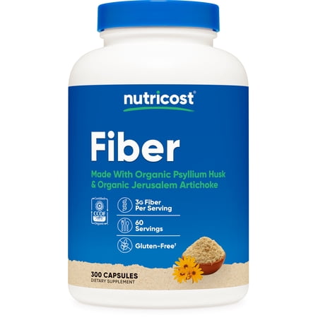 Nutricost Fiber Capsules with Prebiotic Fiber Supplement 300 Capsules