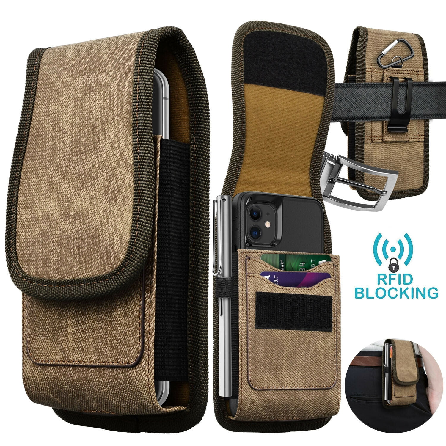 Tekcoo Cell Phone Holster Nylon Wallet Case Cover Rfid with Belt Loop