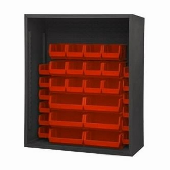 Durham 5014-30-1795 48 in. 12 Guage Enclosed Shelving with 30 Red Hook on Bins, Gray