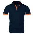 thumbnail image 5 of LEKWK T-Shirts for Men Short Sleeve Collared Slim Fit Tees Breathable Soft Fabric Contrast Trim Button Placket Casual Shirt Workout Athletic Golf Daily Wear Navy XXXL, 5 of 6
