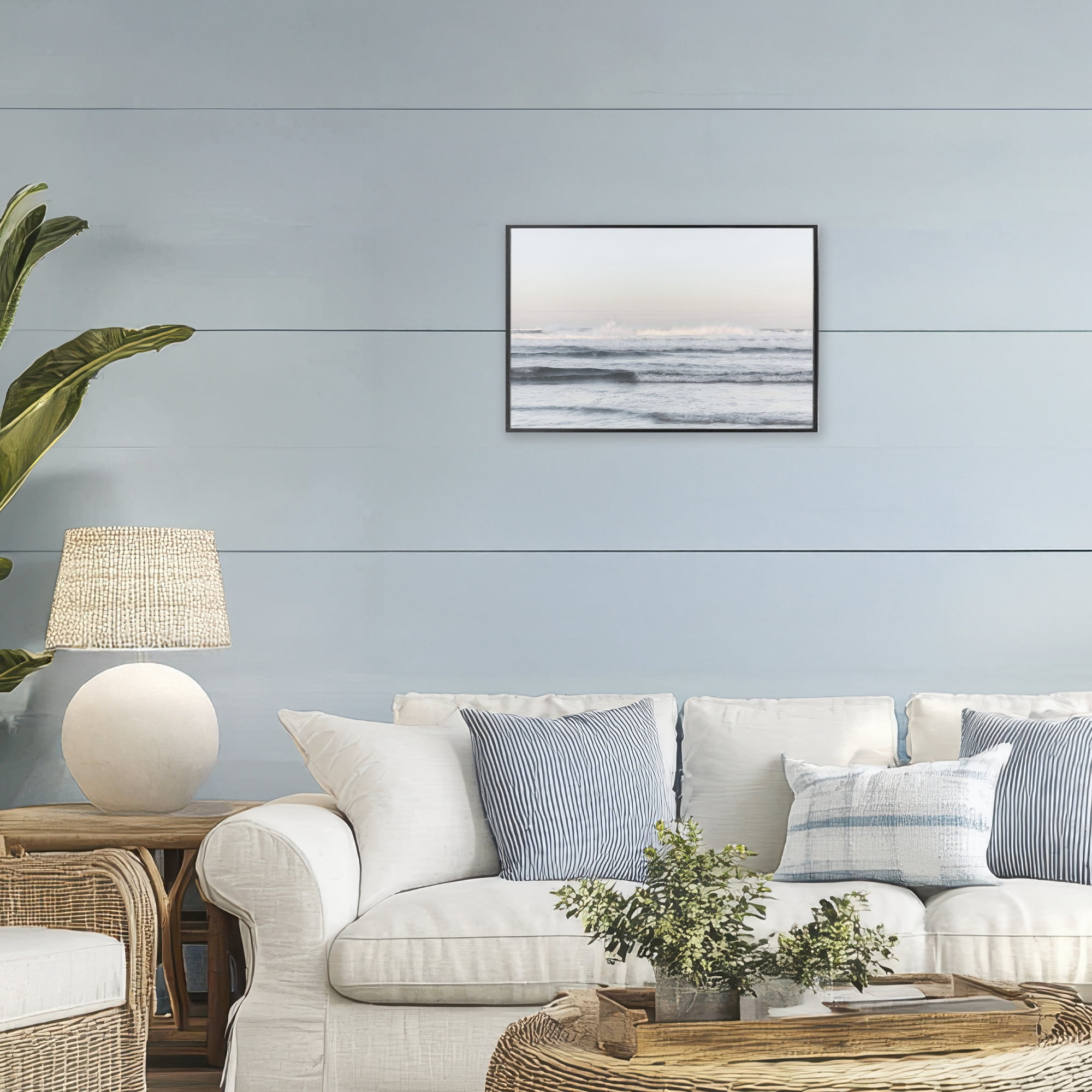 Stupell Industries Serene Ocean Waves Calmness Black Framed Giclee Art, design by Melissa McClain