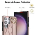 thumbnail image 4 of Finger Ring Wrist Band Phone Case Compatible with Samsung Galaxy S24 Ultra for Women Girls, Adjustable Wristband Kickstand [Stand Function] PU Leather Case Cover for Samsung Galaxy S24 Ultra, Rosegold, 4 of 8