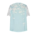 thumbnail image 6 of Wycnly Womens Tops Dressy Casual Plus Size Elegant Lace Patchwork Pleated Swing Going out Tshirts Summer Short Sleeve Round Neck Tops Floral Print Blouse Blue XXL, 6 of 6
