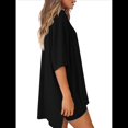 thumbnail image 3 of Traje Casual de Dos Piezas para Mujer, Camisa Holgada de Verano, Pantalones Cortos de Ciclismo, Ropa de Viaje para el Aeropuerto. Negro M, 3 of 7