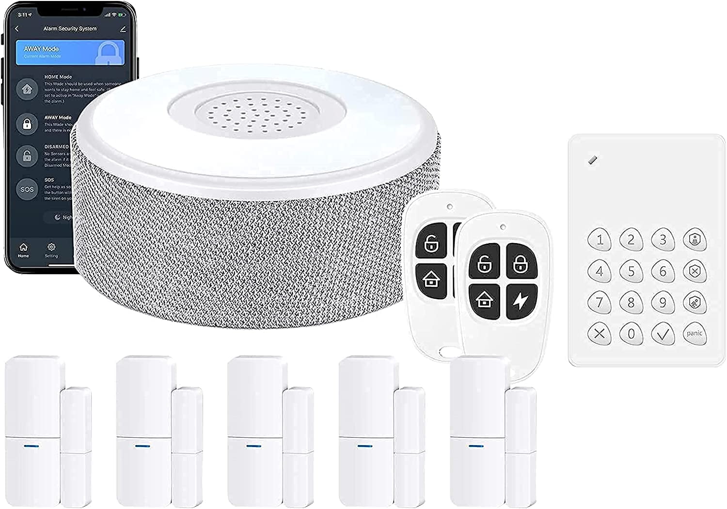 Home Alarm System 8 PiecesKit (2nd Gen) Bundle with Keypad
